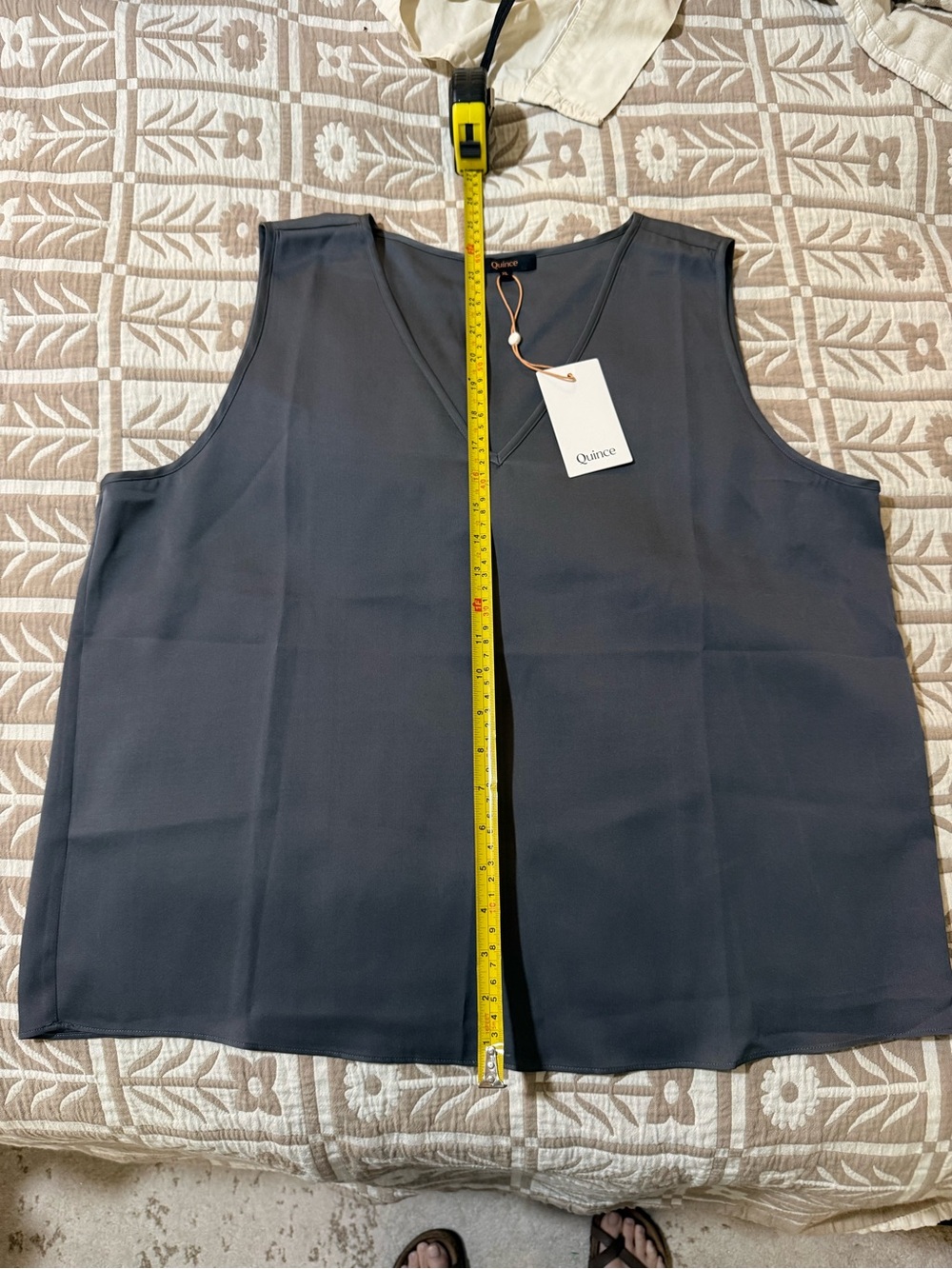 Silk Quince Women's Sleeveless V-Neck Top — Charcoal Gray - Picture 8 of 9